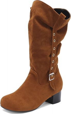 Generic Womens Edgy Ankle Boots with Double Buckle Straps Lace-Up Detail Chunky Platform Heels PU Leather Comfortable Anti-Slip Wear-Resistant for Daily Casua