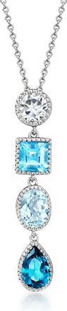 Ross-Simons White and Tonal Blue Topaz Pendant Necklace in Sterling Silver
