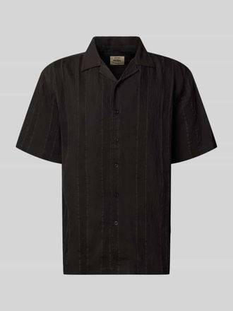 Redefined Rebel Modern Fit Freizeithemd mit Strukturmuster Modell Henrik in Black, Gr&ouml;&szlig;e XXL