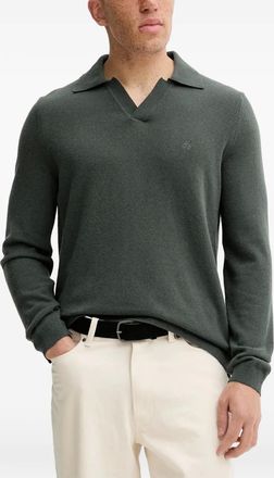 Marc O'Polo Trui met V-hals en logo - Groen