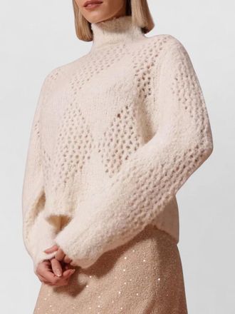 Ballantyne alpaca wool argyle knit turtleneck sweater