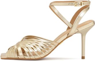 Kazar Gouden sandalen met fijne bandjes - Dames - Sandalen met hakken - Geel - 39 EU - Leer - Schoenen