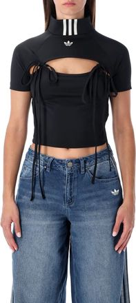 adidas Adidas Black Cut-out Ribbon Crop Top