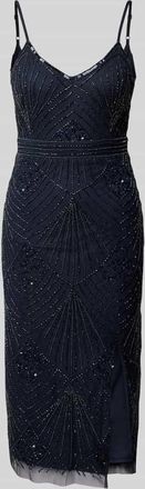 Lace & Beads Cocktailkleid mit Herz-Ausschnitt in Marine, Größe XXS