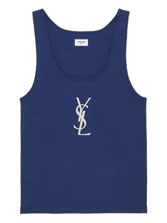 Saint Laurent Canotta in cotone con logo Saint Laurent