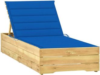 vidaXL Tumbona Con Coj&iacute;n Azul Royal Madera De Pino Impregnada Vidaxl