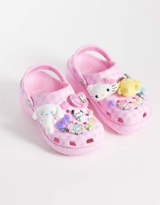 Crocs Hello Kitty - Zoccoli classici rosa a quadretti con plateau-Multi