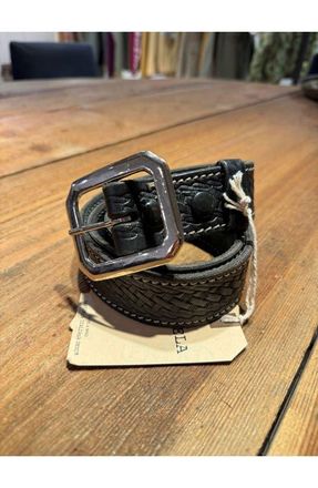 Fortela Vintage Square Buckle Belt in Black at Nordstrom