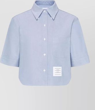 Thom Browne cropped cotton shirt boxy fit patch pocket