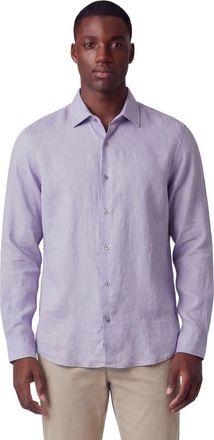 Lords of Harlech Uomo Solid Long Sleeve Fine Linen Shirt in Laurent Lavender at Nordstrom, Size X-Large