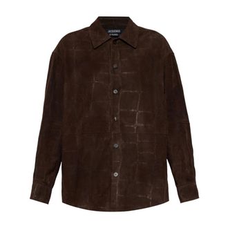 Jacquemus Suede Shirt Croco - Dames - Blouses & Shirts - Bruin - Maat: XS Su&egrave;de