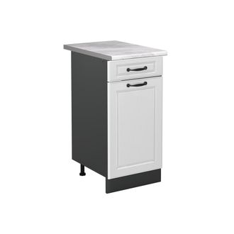 Vicco Mueble Bajo De Cocina R-line, Blanco Casa De Campo/antracita, 40 Cm Encimera M&aacute;rmol, Vicco