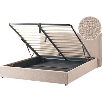 Beliani Beliani - Cama Con Almacenaje Elevable Moderna De Boucl&eacute; Gris Pardo 180 X 200 Cm Lavaur