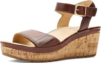 Samuel Hubbard Portola Two-Strap Wedge Womens Dress Sandals Cognac Leather : 9.5 B - Medium, Leather/Suede