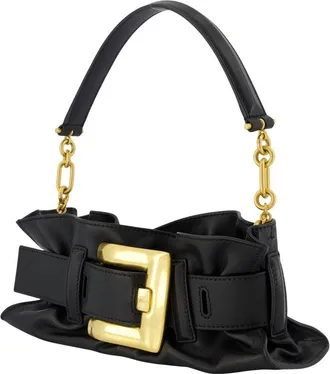 Balmain Womens Anthem Mini Shoulder Bag Black Calfskin