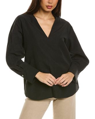 Vince Shaped Collar Linen-Blend Popover