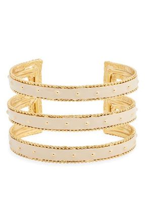 Karine Sultan Dots & Lines Cuff Bracelet in Gold/beige at Nordstrom