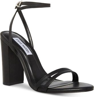 Steve Madden Candid CAND13S1 Sandal Womens US 6 Black Leather Block Heel GBNC656