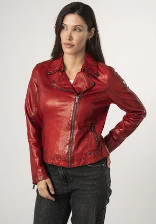 Mauritius Lederjacke MAURITIUS MWFayola, Damen, Gr. XS, rot, Obermaterial: 100% Schafsleder. Futter: 100% Baumwolle. &Auml;rmelfutter: 100% Polyester, unifarben, reg