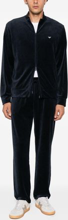 Emporio Armani Velvet-Effect Trousers - Navy