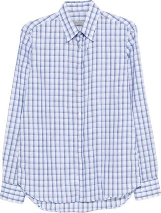 Canali Geruit overhemd - Heren - Casual Overhemden - Blauw - 3XL - Katoen - Overhemden