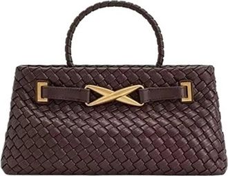 Generic Woven Bag Handbag Shoulder Crossbody Womens Sensation Spring Soft PU Leather(Wine red)