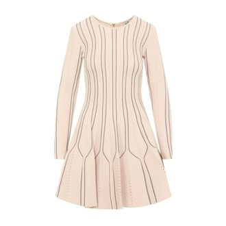 Elisabetta Franchi Origami Gebreide Mini Jurk - Dames - Jurken - Beige - Maat: M Viscose