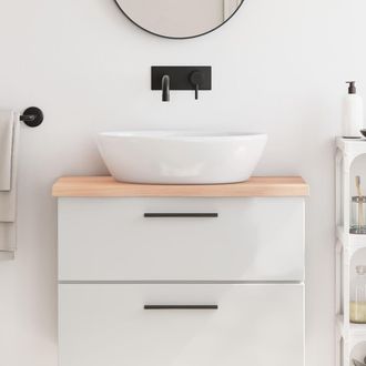 vidaXL Encimera De Ba&ntilde;o Madera Maciza Sin Tratar 80x40x(2-4) Cm Vidaxl