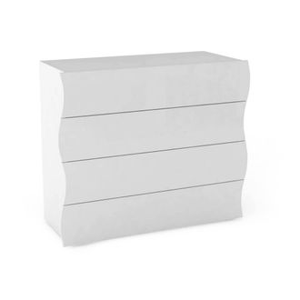 Dmora Cajonera Dhainau, C&oacute;moda 4 Cajones, C&oacute;moda Para Dormitorio, 100% Made In Italy, Cm 98x40h82, Blanco Brillante - Dmora