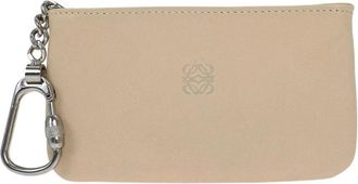 Loewe Pre-owned Wallets, female, Beige, Size: ONE SIZE Pre-owned Vintage Leather Pouch with Carabiner Clip