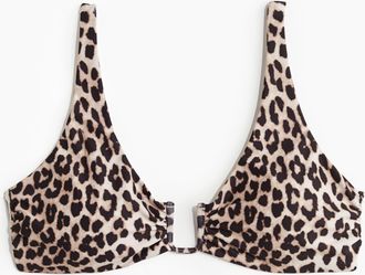 H&M Wattiertes Bikinitop - Hellbeige/Leopardenprint