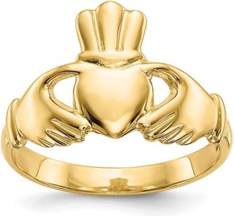 Diamond2Deal 14k Yellow Gold Polished Claddagh Ring
