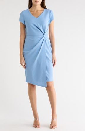 Connected Twist Detail Asymmetric Hem Dress in Light Blue at Nordstrom Rack, Size 12