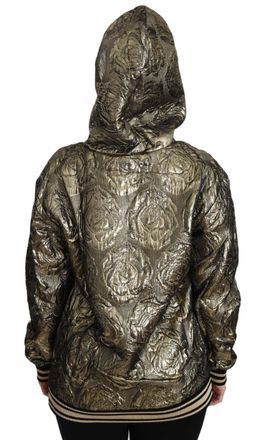 Dolce & Gabbana Womens Im The Queen Jaquard Gold Sweatshirt Hoodie Clothing