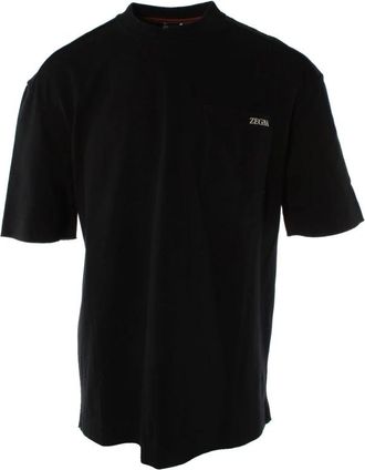 Ermenegildo Zegna T-shirt met borstzak van katoen - Heren - T-shirts - Blauw - 2XL - Katoen - Tops