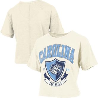 Pressbox Womens Pressbox Cream North Carolina Tar Heels Buckler Vintage Cropped T-Shirt at Nordstrom, Size X-Large