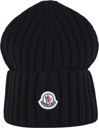 Moncler Black Logo Knitted Beanies Hat