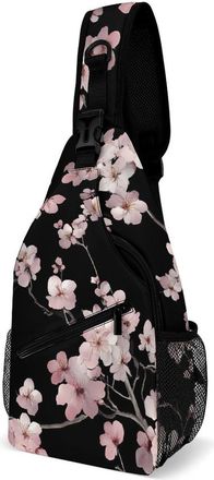 Generic Cherries Flowers Blossoming Mens Shoulder Bags Sling Crossbody Backpack Travel Hiking Chest Bag with Small Side 38x20cm