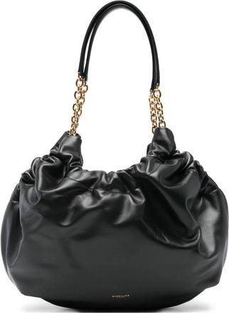 DeMellier Zwarte leren tas met kettingbanden - Dames - Schoudertassen - Zwart - ONE Size - Katoen - Tassen