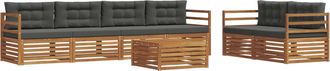 vidaXL Conjunto De Sof&aacute;s De Exterior 7 Uds. Natural Y Antracita Vidaxl