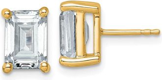 Diamond2Deal 14k Gold 5 ct Emerald Lab Grown Diamond Stud Earrings VS Clarity, G-H Color