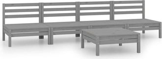 vidaXL 5 Piece Garden Lounge Set Grey Solid Pinewood Vidaxl