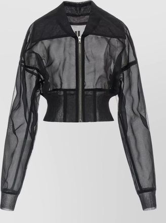 Rick Owens sheer cropped bomber jacket long sleeves