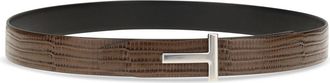 Tom Ford Mens Belt Reversible T Icon Caramel Leather Calf