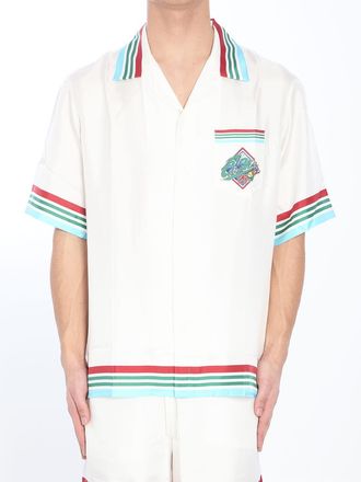 Casablanca Mens Casa Way World Series Shirt - Ivory Silk - Size Small