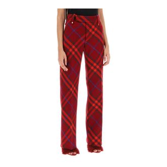 Burberry Dames, Broeken, Rood, Maat: 2XS Wol