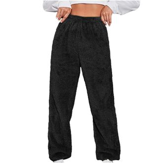 Generic Ladies Fleece Pyjama Bottoms UK Sale Clearance Women Pj Bottoms Fluffy Winter Warm Pajamas Pants Teddy Fleece Flannel Lounge Pants Fuzzy Sleepwear Pjs