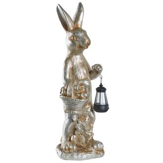 Beliani Figura Decorativa De Mgo Conejo De Pascua Decoraci&oacute;n De Jard&iacute;n Interior Exterior Artesanal Dorado Otterup