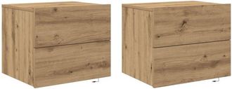 vidaXL Vidaxl - Wall-mounted Bedside Cabinet 2 pcs Artisan oak 50 x 39 x 41 cm