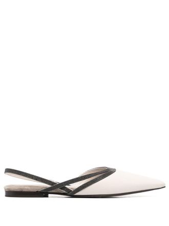 Brunello Cucinelli Slingback pumps met puntige neus - Wit